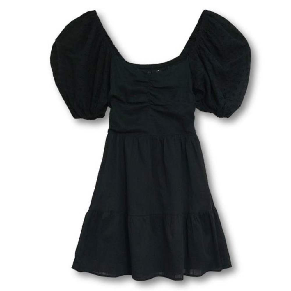 HEARTLOOM Cella Embroidered Eyelet Puff Sleeves Smocked Tiered Mini Dress - Picture 5 of 10